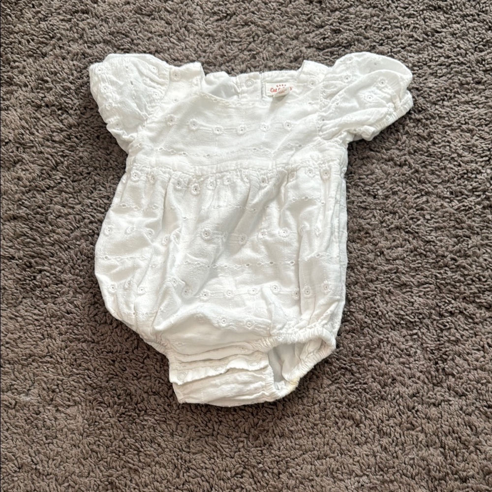 White Eyelet Baby Romper